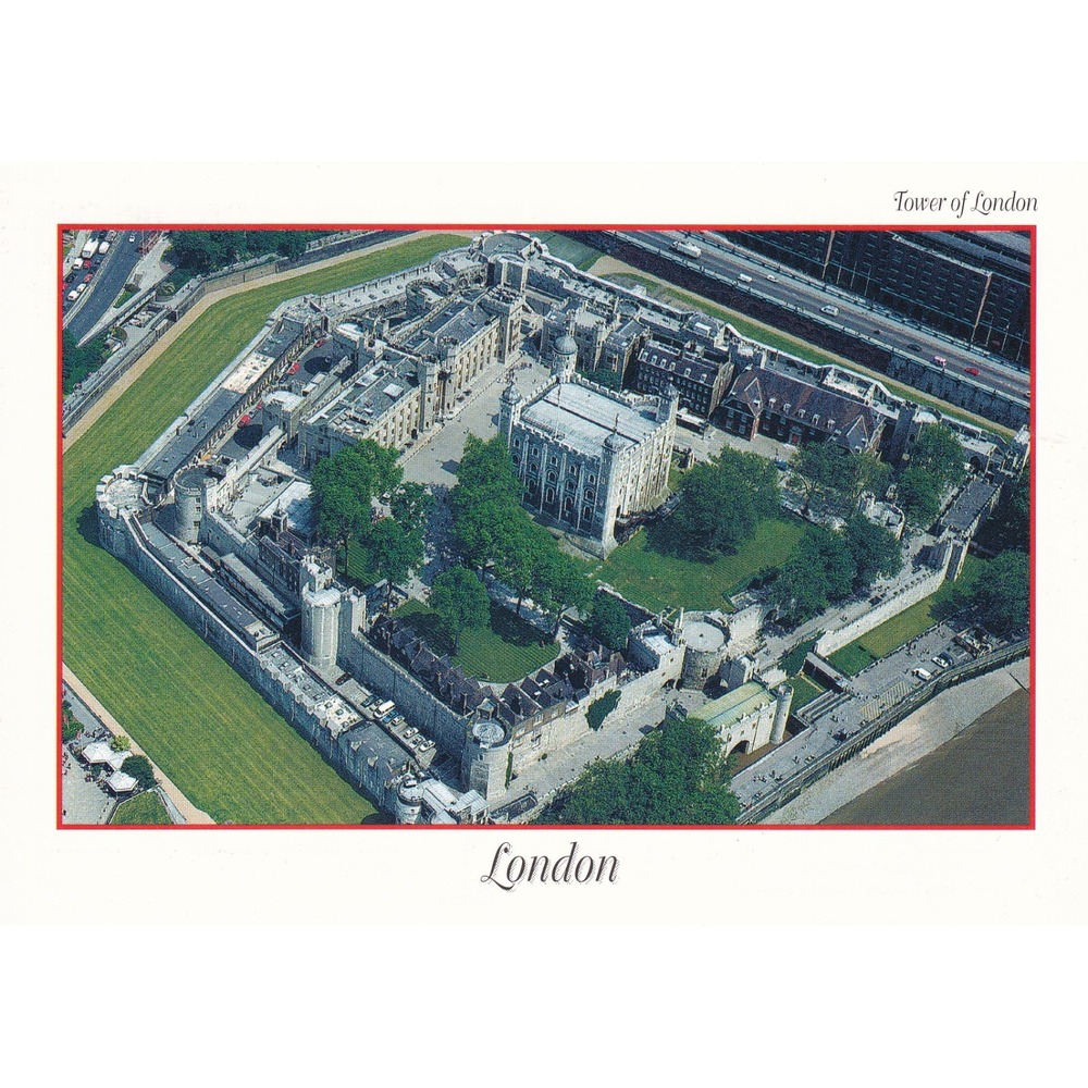 Tower of London Aerial View Postcard Unposted England Vintage Travel Souvenir